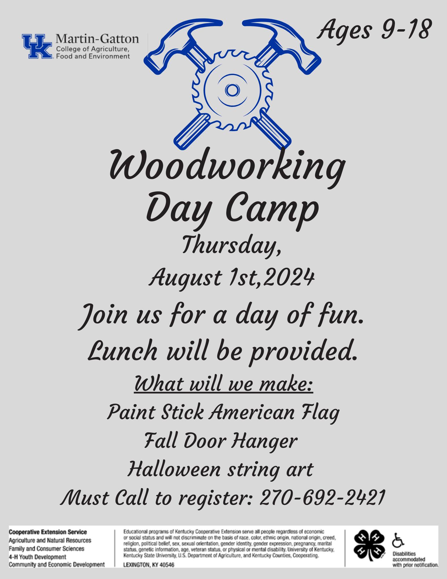 4-H Woodworking Day Camp